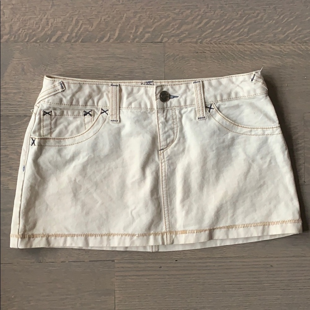 Free People Creme Denim Skirt with navy accents